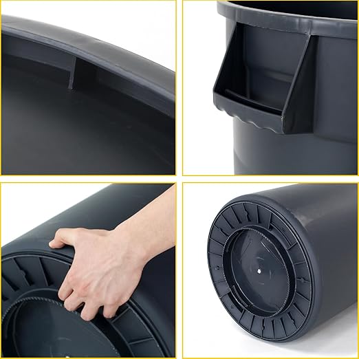 32 Gallon Outdoor Trash Can with Lid and Wheel, Sturdy Handle Rolling Trash Can for Outdoor, Garage, Backyard and Patio