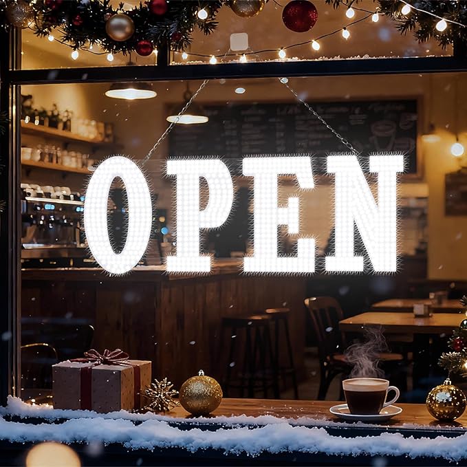 Open Sign for Business, 40"x14" Jumbo Open Sign with Timer and Remote Control, Dynamic Light Modes Led Signs for Storefront Window Bar Salon Cafes Retail Shops White
