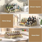 4 Set Large Wooden Tiered Riser Display Stands for Vendor Events,Stackable Perfume Organizer Cologne Stand for Men Women,Wooden Cupcake Dessert Stand,Wood Dessert Table Display Set,Food Display Risers for Party（12-11.2-10.4-9.6IN）