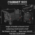LEVELEVE Heavy Duty Folding Wagon - 2-in-1 Collapsible Cart, 650lb Capacity, All-Terrain Wheels w/Brakes & Side Pockets