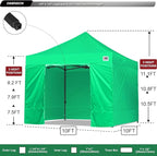 ABCCANOPY Heavy Duty Easy Pop up Canopy Tent with Sidewalls 10x10, Kelly Green