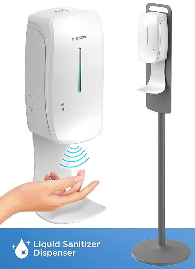 Steliron Automatic Hand Sanitizer Dispenser Station, 34oz Adjustable Floor Stand with Touchless Dispenser (Sanitizing Alcohol Liquid Only)