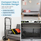 COSTWAY Folding Shopping Cart, Metal Grocery Cart with Extra Basket, 360° Swiveling Front Wheels & Comfortable Handle, Light Weight Collapsible Utility Cart for Laundry, Camping (Black)