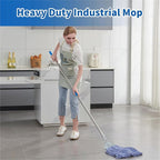 Heavy Duty Loop End String Mop, 67Inch Stainless Steel Handle, Commercial Industrial Grade Mop for Floor Cleaning, 2 Packs