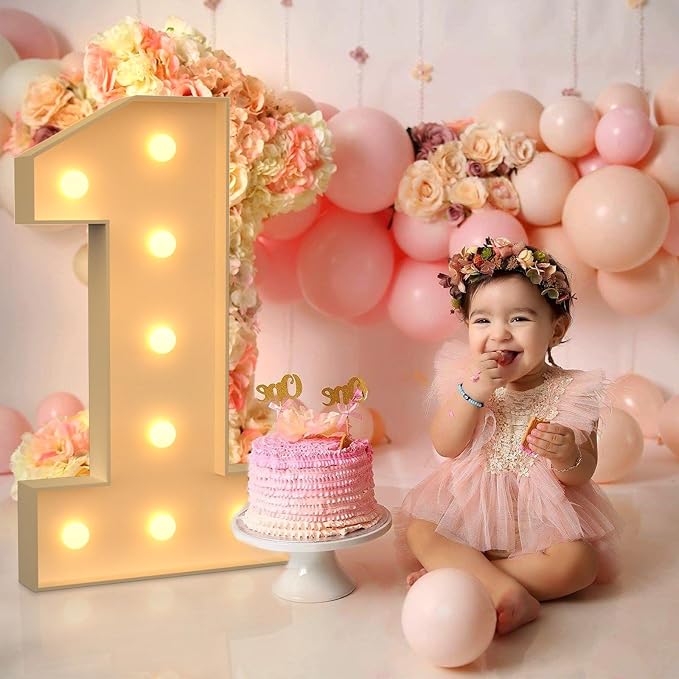 3FT Marquee Numbers, Light Up Numbers 1 for 1st 16th 21st Birthday Decorations, Big Numbers for Party Decorations, Large Light Up Numbers for Party Decor DIY Pre-Cut Foamboad Mosaic Numbers