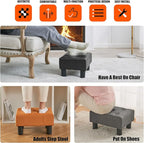 BRIAN & DANY Small Foot Stool, Leather Foot Stools with Legs, Stable Small Footstool for Living Room, Black
