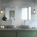 Mirrorons Beveled Mirror, Wall Mirror 18" x 24", Frameless Rectangle Bathroom Mirror with Beveled Edge, Hangs Horizontally or Vertically. Rounded Corner Tempered