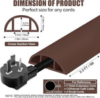 Floor Cord Cover Self Adhesive Cord Hider,3.3FT Cable Management, Extension Strip Protector for Wires, Prevent Cable Trips for Offices, Gyms, Exhibitions Cavity:0.39"(W) x 0.27"(H) Coffee