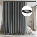 Room Divider Curtains with Flexible Ceiling Tracks Set,Blackout Curtain Ceiling Mount Curtain Track Privacy Room Dividers Ceiling Track Curtain Rod(Dark Grey Drape & Black rail W 12.5 × H 7 FT)