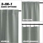 KGORGE Green Short Curtains for Bedroom, Privacy Thermal Insulated Room Darkening Energy Saving Kitchen Curtains 45 inch Length, Back Tab Rod Pocket, W34 x L45 inches, Grayish Green, 2 Panel