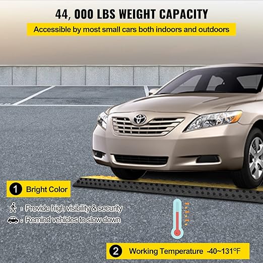 VEVOR 3-Channel Rubber Cable Protector Ramps Heavy Duty 44000Lbs Load Capacity Cable Wire Floor Cord Cover Ramp Speed Bump Driveway Hose Cable Ramp Protective Cover