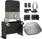 Blütezeit 1100lb Sliding Gate Opener with Infrared Safety Sensor| Chain Drive Motor with 2 Remotes & 16.4ft Chains, Safety IR Beam