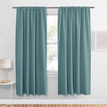 PONY DANCE Greyish Blue Blackout Curtains for Living Room,Thick Durable Privacy Window Shades, Rod Pocket Thermal Insulated Backdrop for Teenagers Bedroom Dorm, W 42 x L 72 inches, 2 Panels