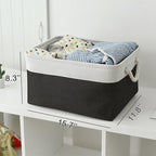 TheWarmHome Storage Bins for Shelves - 1 Pack 15.7x11.8x8.3 inch Canvas Storage Basket for Organizing Cubes Gift Dog Cloth Toy (White & Black)