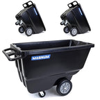 Tilt Truck, 1/2 Cu. Yd. Capacity Dump Cart with Heavy Duty 12” Wheels & 5” Casters for Handling, Transporting on Construction Jobsites, 750 lbs, Trash Cart with Wheels DUC12A-03PK (3-Pack)