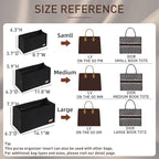 Doxo Purse Organizer Insert, Felt Bag Organizer Insert with Zipper, Perfect for Lv Onthego GM 40 & D Book Tote Large (Black-With Cover)