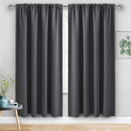 JIUZHEN Blackout Curtains for Bedroom - 60 Inch Extra Wide Thermal Insulated Room Darkening Privacy Soundproof Curtains for Living Room/Dorm Room, Set of 2 Panels, 60 x 72 inches, Dark Grey