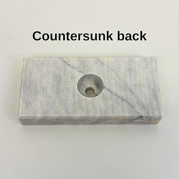 Genuine Marble Trophy Base – Polished Beveled Display Stand with Center Hole, 3/4" Thick, Multiple Sizes for Awards, Crafts & 3D Prints (White Marble, 2.5x5 inch)