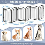 Full Metal Free Standing Dog Gate with Door for Indoor Outdoor, 144'' Extra Wide 36'' Tall Dog Gate for Doorways,Large Openings,Decks,Freestanding Portable Pet Fence(6 Panels,Black)