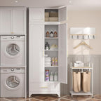 Kitchen Pantry Cabinet，90" Storage Cabinets with Doors and Shelves,Metal Pantry Cabinet with Drawers,White Kitchen Cupboard for Livingroom,Pantry, Bathroom