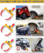 Tevlaphee Universal Wheel Lock Heavy Duty Security Trailer Wheel Lock Anti Theft Wheel Locks for Cars SUV Camper Motorcycle Trailer Great Deterrent Bright Color with 3 Keys (Red-Yellow)