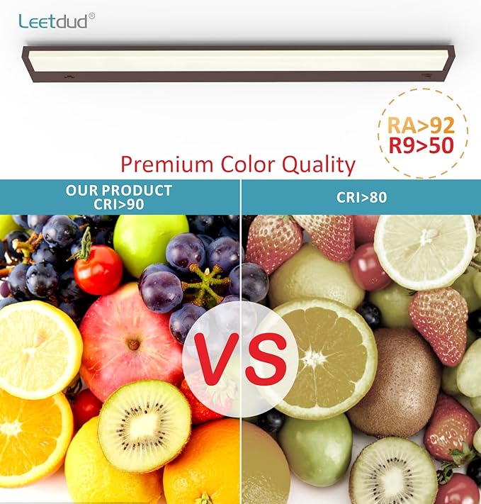 LED Under Cabinet Lighting Hardwired or Plug in, 32 Inch 16W, Dimmable 5 Color 2700K/3000K/3500K/4000K/5000K, Linkable Eyes Care Design Counter Lights for Kitchen, Sink, ETL Listed, Bronze