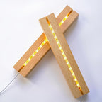 ZEERSHEE 2 Pcs 9.4 Inch Wooden Rectangle LED Light Display Pedestal for Acrylic and Plexiglass Crystal Glass Resin Night LED Light Lamp Base with USB Switch(Warm Light)