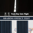 Vision Home Navy Blue Pinch Pleated Full Blackout Curtains Linen Blended Room Darkening Curtain Panels 95 inch for Living Room Bedroom Thermal Insulated Pinch Pleat Drapes with Hooks 8FT 40" Wx95 Lx2