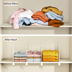 6-Piece Wire Shelf Dividers for Closet Organization, Upgraded C-Clips Adjustable Metal Shelf Dividers Suitable For Bedrooms & Kitchens, Storage Helper for Handbag Sweater Shirt Ankle Boots, White