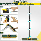 24" Commercial Dust Mop for Floor Cleaning, Heavy Duty Large Mop with Replacement Mops Pads, Industrial Duster Floor Wet Dry Broom for Cleaning Office Garage Hardwood Warehouse