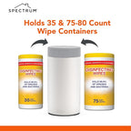 Spectrum Disinfecting Wipes Container White Refillable Stainless Steel Wipe Holder for Bathroom Kitchen School Classroom, Reuseable Push Button Wet Wipe Dispenser for Disinfect Cleaning Countertop