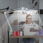 24W LED Desk Lamp with Clamp, 5 Dimming Modes, 5 Color temperatures up to 6000K, 2200 Lumens High Brightness Working Lamp with 182 Pcs LED(White, CCT)