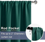 JIUZHEN Short Blackout Curtains for Small Window - Cafe Room Darkening Privacy Thermal Insulated Window Curtains Tiers for Bathroom,Kitchen, W 42 x L 36, Set of 2 Panels with Tiebacks, Forest Green