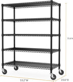 Garage Shelving 5 Tier Industrial Metal Shelving Units for Commercial, Basement, Pantry, Warehouse, School, Black Heavy Duty Easy Assembly 23.6" D x 53.2" W x 73.6" H