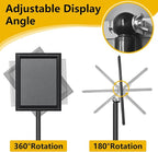 2 Pack Sign Holder Stand 8.5x11 Inch, Adjustable Sign Stand, Floor Standing Sign Holder, Snap-Open Frame Display, 360° Rotation Outdoor Indoor Poster or chalk board Display for advertising,Malls,Black