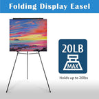 Falling in Art Aluminum Flip Chart Display Easel Stand with Adjustable Floor for Boardroom, Whiteboard, Paper Pads, Signage, 63 1/2'' High, Black,2 Pack