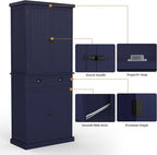 ARTPOWER 72" Tall Kitchen Pantry Storage Cabinet with Drawer and Adjustable Shelves, Pantry Cabinet for Kitchen, Bathroom or Hallway, Blue