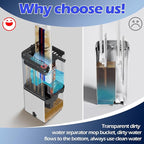 Mop and Bucket Set,Midyb Flat Mops and Bucket System with 2 Microfiber Pads,Mop and Bucket with Wringer Set,Automatic Separates Dirty and Clean Water,Wet and Dry Use Mops for Floor Cleaning