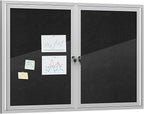 Mifuro 48"x34" Enclosed Bulletin Board, Outdoor Lockable Weather-Resistant Aluminum Cork Noticeboard for School & Office, Silver Frame w/Black Flet