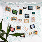 2 Pack Decoractive Fishing Net 80x40 Inch, 3mm Thickness Light Blue Natural Cotton Large Picture Wall Hanging Fish Net, Party Decorations Fishnet for Nautical Pirate Beach Mermaid Themed Party