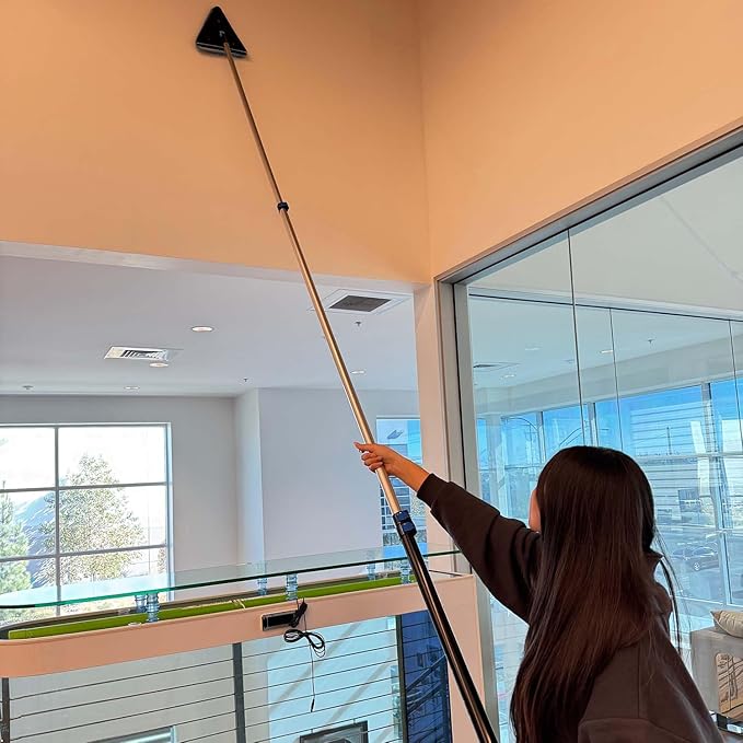 16 Feet High Ceilings Baseboard Wall Cleaner Mop with 8 Ft Extension Pole, Cobweb Duster, Window Cleaning Squeegee Kit (8ft)