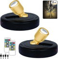 LED Spotlight, Rechargeable Battery Spot Lights with Remote, Uplighting Indoor, Stick Plant Spotlights for Wall Art Display Artwork Picture Painting-2Pack