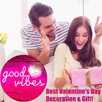 Good Vibes Neon Sign for Wall Decor Neon Lights Sign, 16"x8" Heart and Good Vibes LED Signs for Bedroom Wall, USB Operated Pink Goodvibes LED Neon Lights Signs for Game Room Christmas Decor
