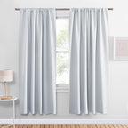 PONY DANCE White Thermal Curtains - Room Darkening Window Treatments Drapes Home Decor Rod Pocket Curtain Panels & Draperies for Kitchen Living Room, 34 x 72 inches, Greyish White, 2 Pieces