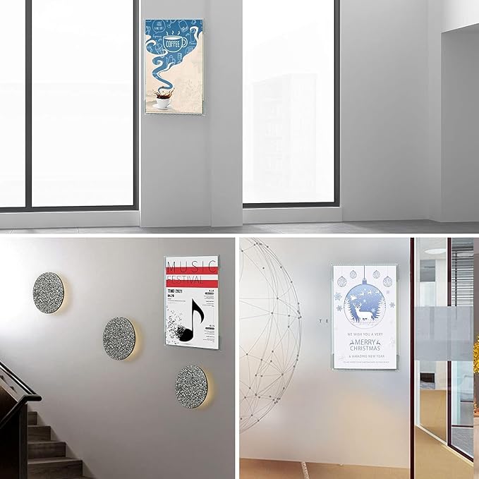 Dingelex Acrylic 11 x 17 Vertical Sign Holder Wall Mount,Clear Door Sign Holder Hanging Plastic Document Holder,Acrylic Wall Frame Plastic Wall Holders for Paper,6 Pack,No Drilling,Portrait