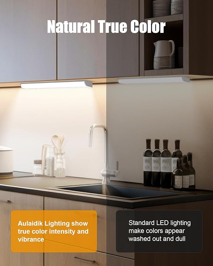 24 Inch Hardwired Under Cabinet Lighting, 3 Color Setting Dimmable LED Under Cabinet Lights Wired, 1400LM Linkable Under Counter Lights for Kitchen, 16W, CRI>97