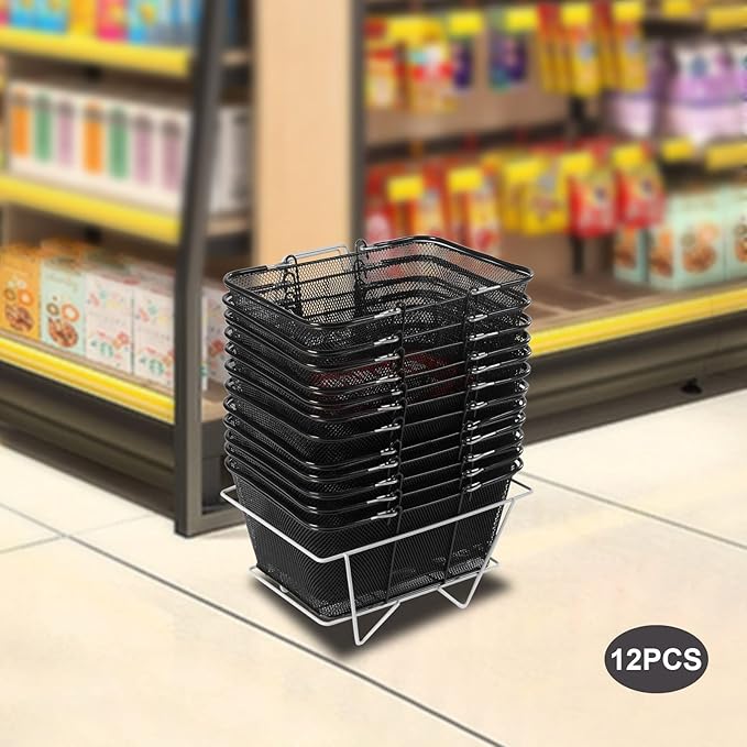 12PCS Shopping Baskets with Handles, Portable Wire Shopping Basket,for Stores Shopping