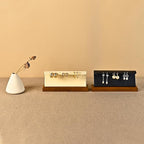 Solid Wood Jewelry Earrings Display Stand Small Jewelry Display for Long Earrings(Beige)