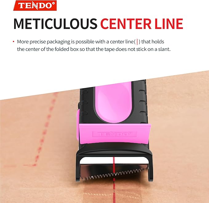 Heavy Duty Shipping Tape Dispenser: TENDO° Premium Line – Reusable, Replaceable, Eco-Friendly 2’’ Master Piece Dispenser for Pros with Patented 10° Sloped Chromium Blades - P-2200 (4th Gen.)_Pink