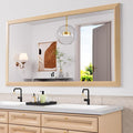 Amorho Bathroom Mirror, 72" X32" HD Reflection Metal Framed Mirror for Wall, Anti-Rust, Hang Horizontally/Vertically, Suitable for Bedroom, Farmhouse, Bathroom, entryway (Oak Wood Grain)